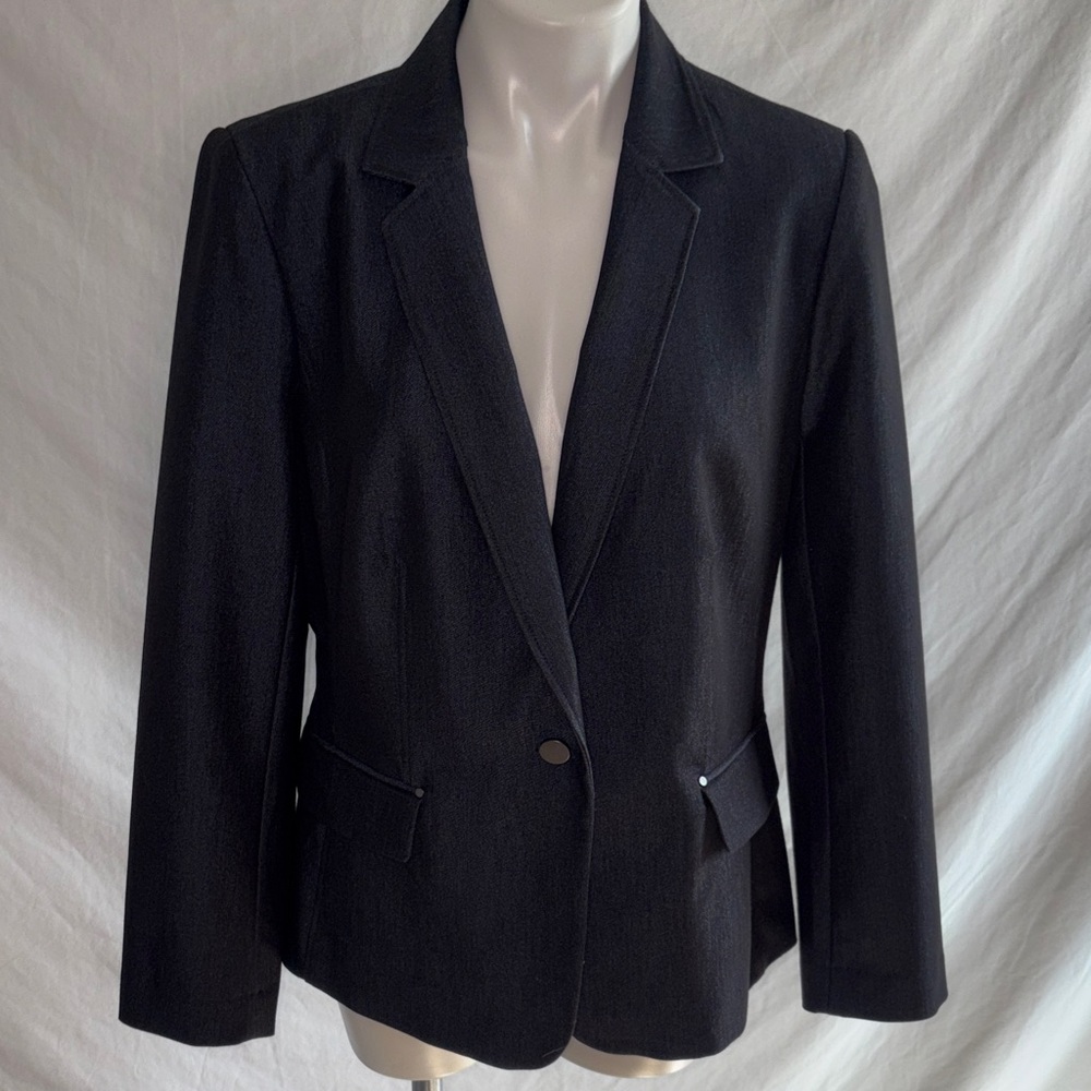 Roz & Ali Classic Dark Gray Women's Blazer Jacket - Tailored Single-Button